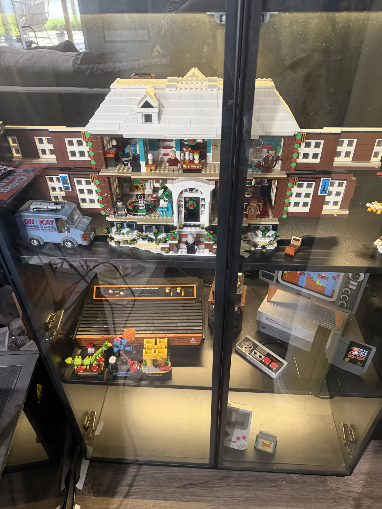 Modular city display in glass case